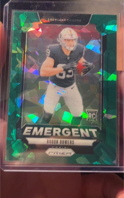 2024 Panini Prizm #8 Brock Bowers Emergent Green Ice — front