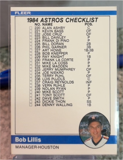 1984 Fleer #656 Bob Lillis — front