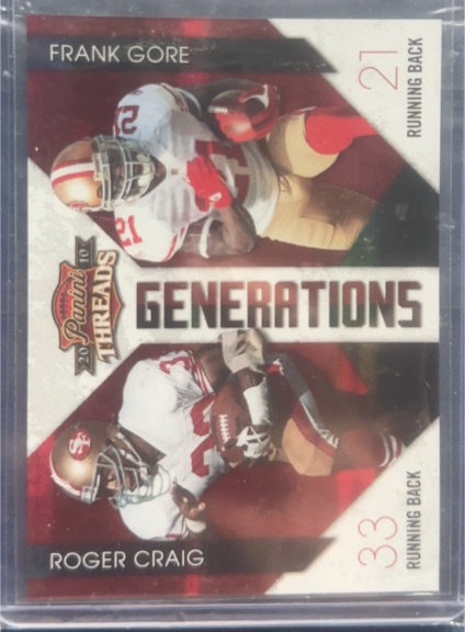 2010 Panini Threads Generations #21 Frank Gore / Roger Craig — front
