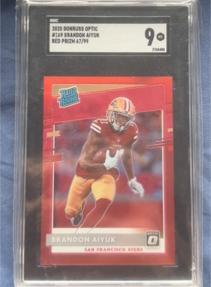 2020 Donruss Optic #169 Brandon Aiyuk Red Prizm — front