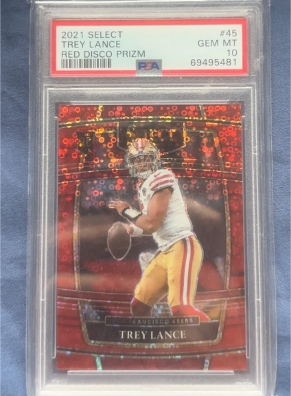 2021 Panini Select #45 Trey Lance Red Disco Prizm — front