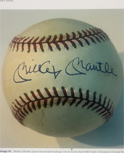 Mickey Mantle Signed Rawlings Baseball — front