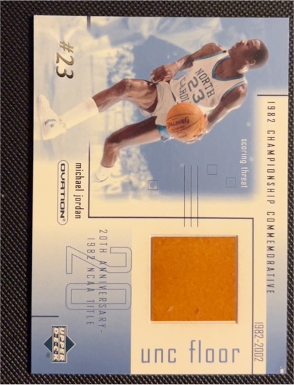 2001 Upper Deck Ovation #MJF1 Michael Jordan UNC Floor Game Used — front
