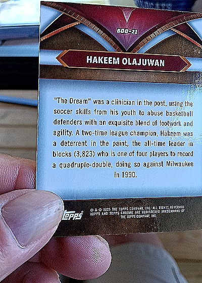 2024-25 Topps Chrome #BOD-21 Hakeem Olajuwon — back