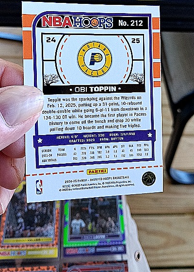 2024-25 Panini NBA Hoops #212 Obi Toppin — back