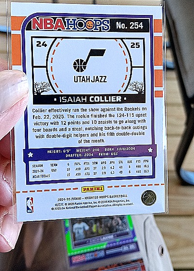 2024-25 Panini NBA Hoops #254 Isaiah Collier — back