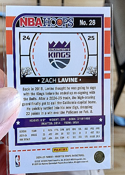 2024-25 Panini NBA Hoops #28 Zach LaVine — back