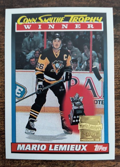 1991-92 Topps #523 Mario Lemieux Conn Smythe Trophy Winner — front