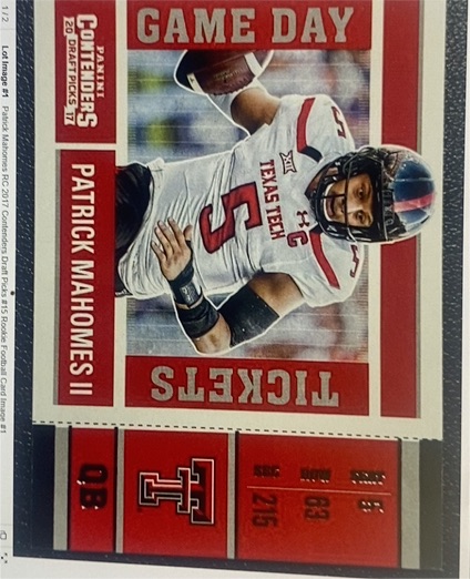 2017 Panini Contenders Draft Picks #15 Patrick Mahomes II Game Day Ticket Rookie Card — front