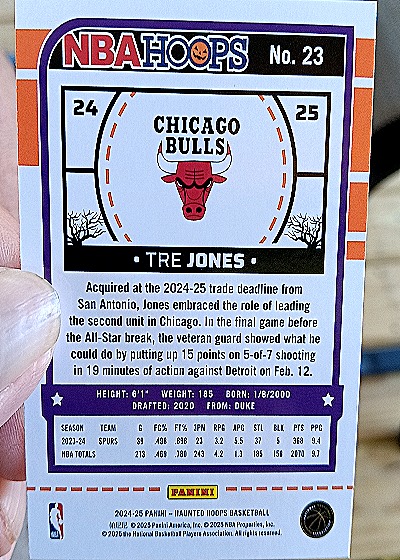 2024-25 Panini NBA Hoops #24-25 Tre Jones — back
