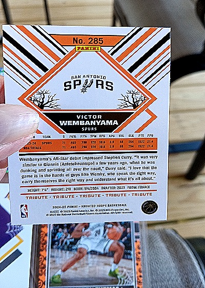 2024-25 Panini NBA Hoops #285 Victor Wembanyama — back