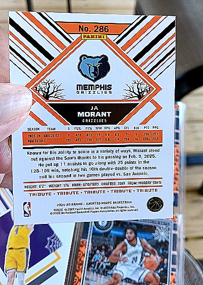 2024-25 Panini NBA Hoops #286 Ja Morant Tribute — back