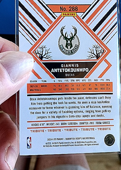 2024-25 Panini NBA Hoops #288 Giannis Antetokounmpo — back