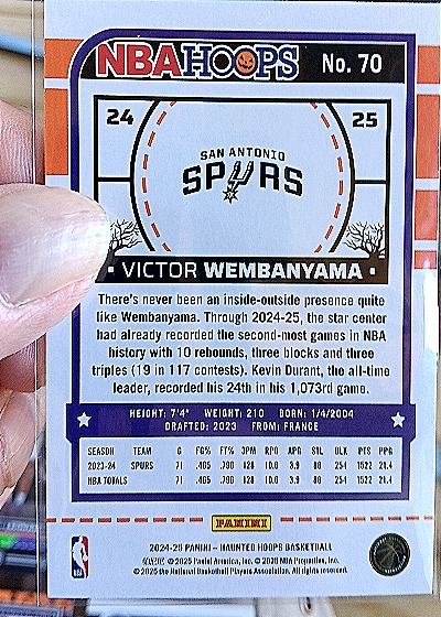 2024-25 Panini Haunted Hoops #70 Victor Wembanyama — back