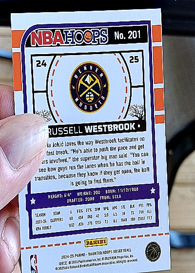 2024-25 Panini NBA Hoops #201 Russell Westbrook — back