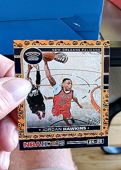 2024-25 Panini NBA Hoops Haunted Hoops Orange #224 Jordan Hawkins — front