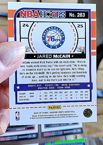 2024-25 Panini NBA Hoops #263 Jared McCain — back