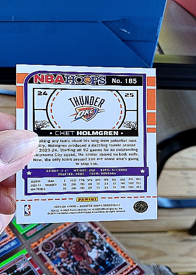 2024-25 Panini NBA Hoops #185 Chet Holmgren — back
