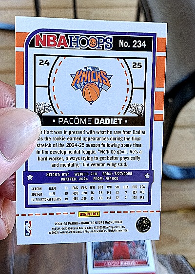 2024-25 Panini NBA Hoops #234 Pacôme Dadiet — back