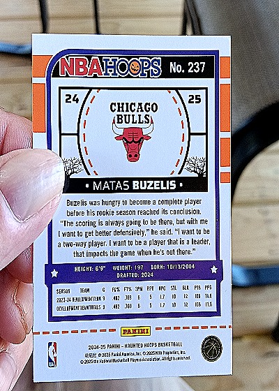 2024-25 Panini Haunted Hoops #237 Matas Buzelis — back
