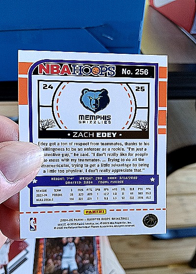2024-25 Panini NBA Hoops #256 Zach Edey — back