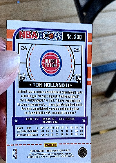2024-25 Panini NBA Hoops #260 Ron Holland II — back