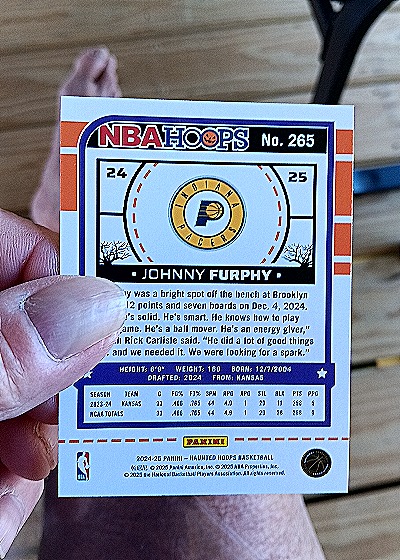2024-25 Panini Haunted Hoops #265 Johnny Furphy — back