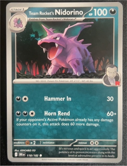 2025 Pokémon Scarlet & Violet Destined Rivals #118 Team Rocket's Nidorino — front