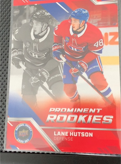 2024-25 Upper Deck National Hockey Card Day Prominent Rookies #NHCD-8 Lane Hutson — front