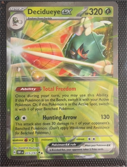 2023 Pokémon TCG SV03: Obsidian Flames #015 Decidueye ex — front
