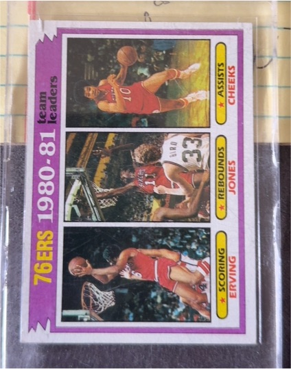 1981-82 Topps #59 Julius Erving / Caldwell Jones / Maurice Cheeks — front