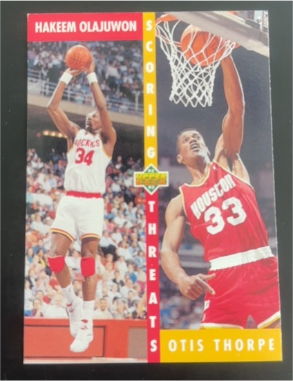 1992-93 Upper Deck #501 Hakeem Olajuwon / Otis Thorpe — front