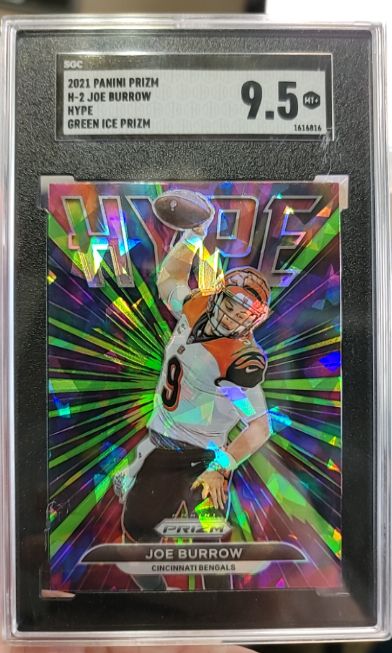 2021 Panini Prizm #H-2 Joe Burrow Hype Green Ice Prizm — front