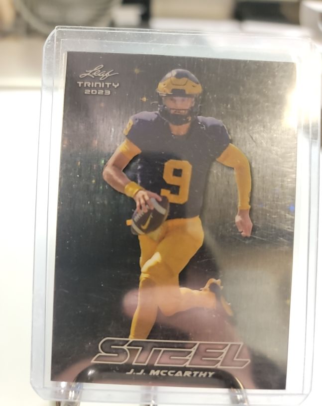 2023 Leaf Trinity #S-37 J.J. McCarthy Steel — front