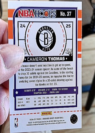 2024-25 Panini NBA Hoops #24-25 Cameron Thomas — back