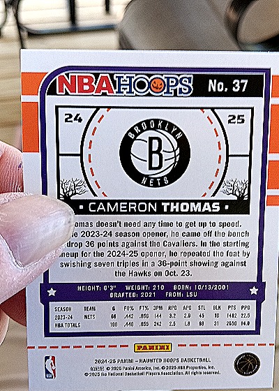 2024-25 Panini NBA Hoops #37 Cameron Thomas — back