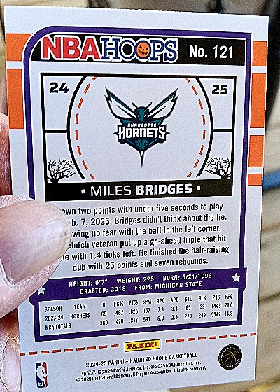 2024-25 Panini NBA Hoops #121 Miles Bridges — back