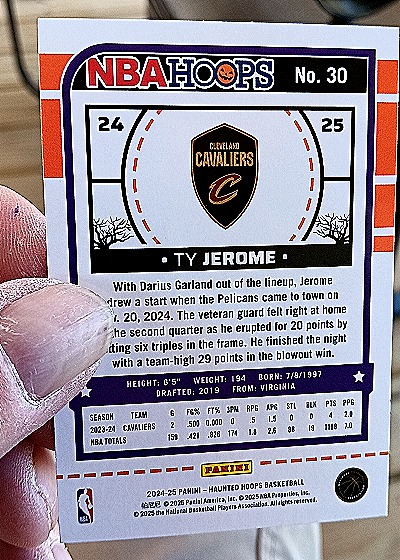 2024-25 Panini NBA Hoops Haunted Hoops #30 Ty Jerome — back