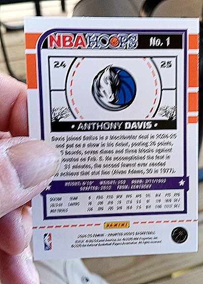 2023-24 Panini NBA Hoops #1 Anthony Davis — back