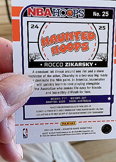 2024-25 Panini Haunted Hoops #25 Rocco Zikarsky — back
