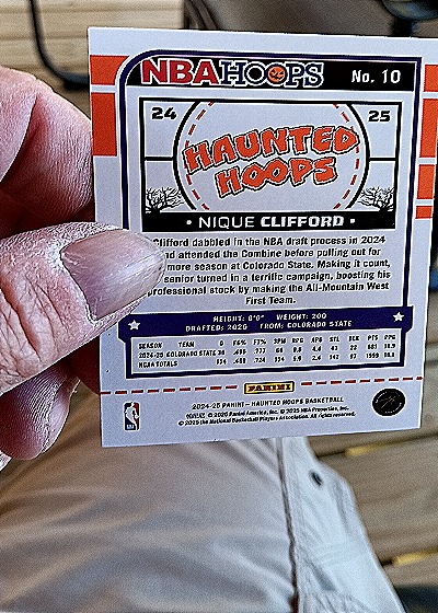 2024-25 Panini Haunted Hoops #10 Nique Clifford — back