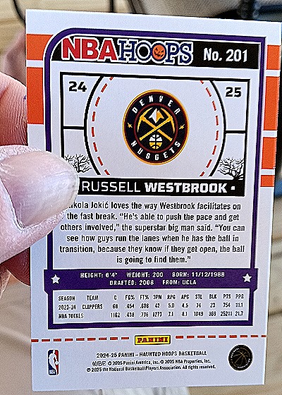 2024-25 Panini Haunted Hoops #201 Russell Westbrook — back