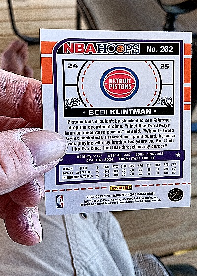2024-25 Panini NBA Hoops #262 Bobi Klintman — back