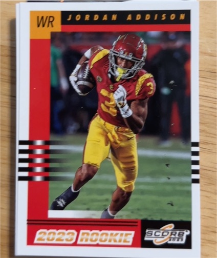 2023 Panini Score #7 Jordan Addison 2003 Throwback Rookie — front