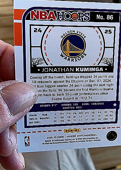 2024-25 Panini NBA Haunted Hoops #86 Jonathan Kuminga — back