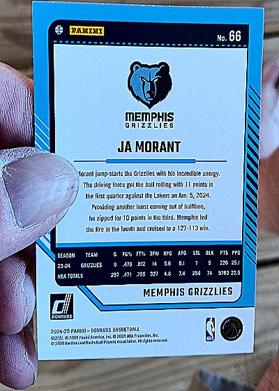 2024-25 Panini Donruss #66 Ja Morant — back