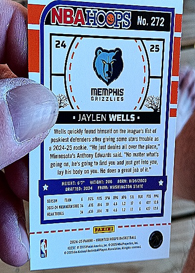 2024-25 Panini NBA Hoops #272 Jaylen Wells — back