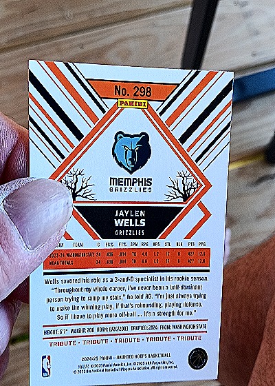 2024-25 Panini NBA Hoops #298 Jaylen Wells — back