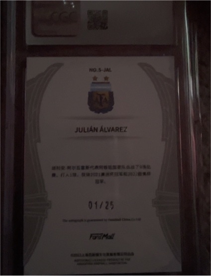 2023 FansMall GOAT Julián Álvarez Argentina Timeline #NG S-JAL — front