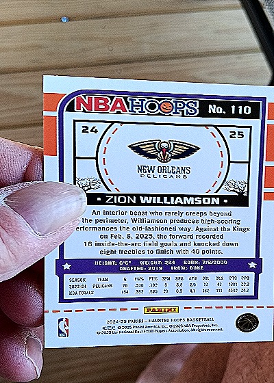 2024-25 Panini NBA Hoops #110 Zion Williamson — back